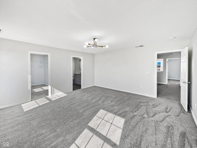 8251 Garden Ridge Rd, Indianapolis, IN 46237 - unfurnished bedroom with carpet floors, baseboards, a notable chandelier, and visible vents