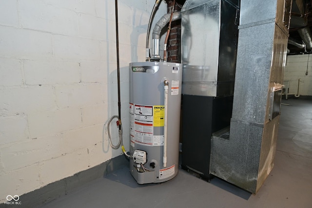 utilities featuring gas water heater and heating unit