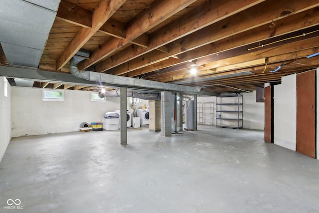 5945 Mcfarland Rd, Indianapolis, IN 46227 - basement featuring washing machine and dryer and water heater