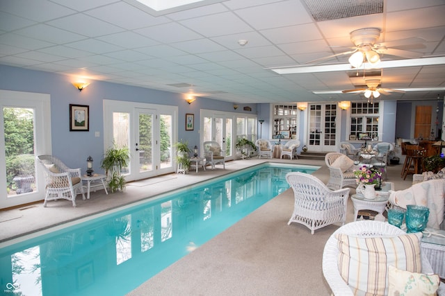 313 E Wabash Ave, Crawfordsville, IN 47933 - pool with french doors and ceiling fan