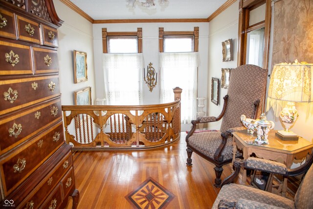 313 E Wabash Ave, Crawfordsville, IN 47933 - living area featuring crown molding and wood finished floors