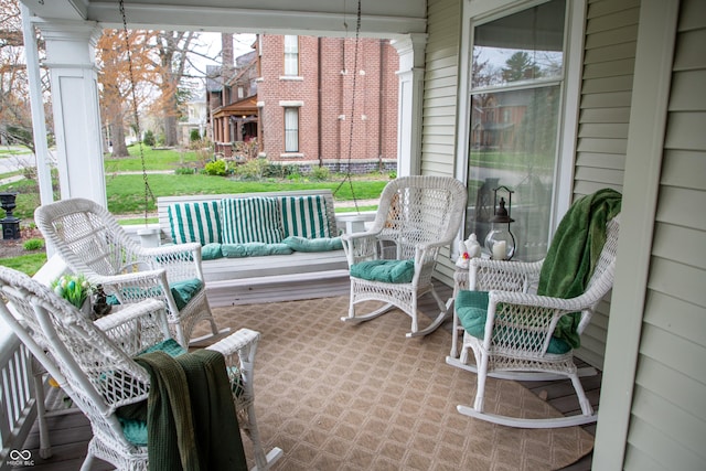 313 E Wabash Ave, Crawfordsville, IN 47933 - view of patio / terrace featuring outdoor lounge area and covered porch