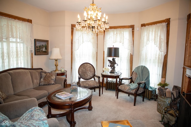 313 E Wabash Ave, Crawfordsville, IN 47933 - living room with carpet flooring and a notable chandelier