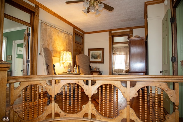 313 E Wabash Ave, Crawfordsville, IN 47933 - wine room featuring ornamental molding and a ceiling fan