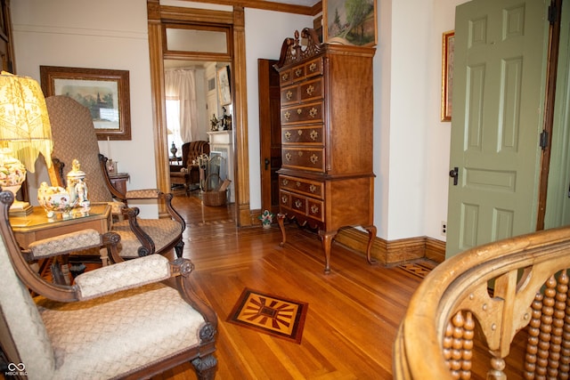 313 E Wabash Ave, Crawfordsville, IN 47933 - sitting room featuring baseboards and wood finished floors