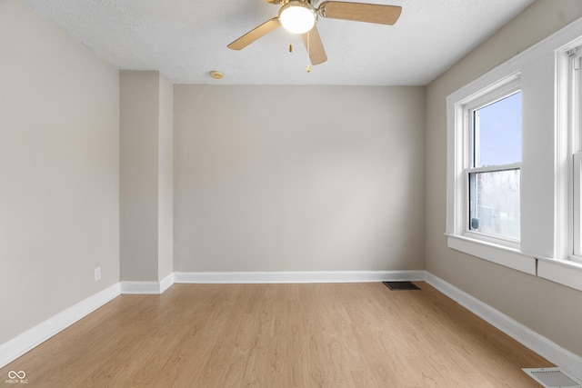 5713 Bluff Rd, Indianapolis, IN 46217 - unfurnished room featuring light wood finished floors, baseboards, a ceiling fan, and visible vents