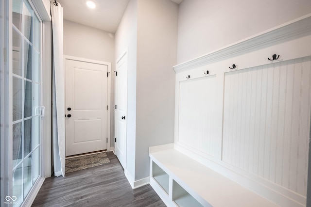 1534 Cloverdon Dr, Westfield, IN 46074 - mudroom featuring dark wood-type flooring and baseboards