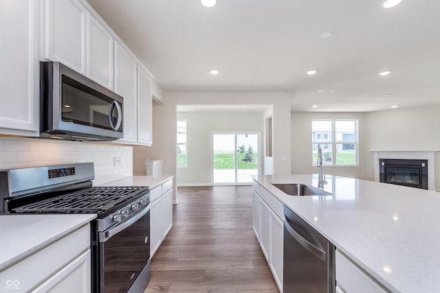 2741 Penn Ave, Plainfield, IN 46168 - kitchen featuring stainless steel appliances, open floor plan, plenty of natural light, light wood-style floors, and recessed lighting