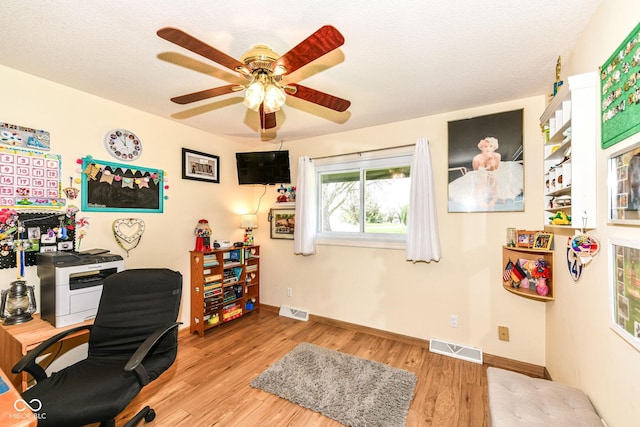1153 Diablo Rd, Greenwood, IN 46143 - office with visible vents, baseboards, wood finished floors, and ceiling fan