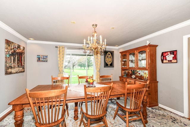 1153 Diablo Rd, Greenwood, IN 46143 - dining room with a chandelier, baseboards, and crown molding