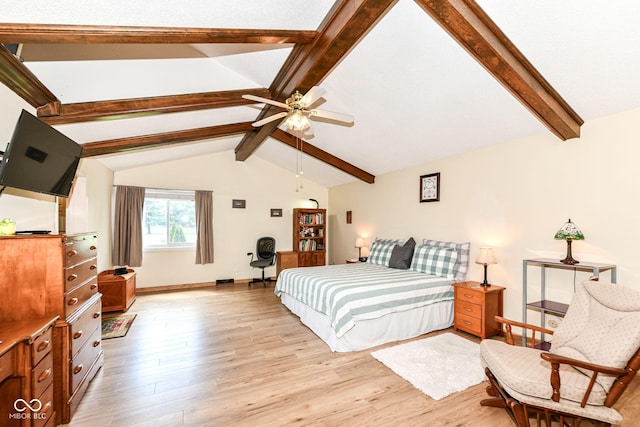 1153 Diablo Rd, Greenwood, IN 46143 - bedroom featuring light wood finished floors, lofted ceiling with beams, and baseboards