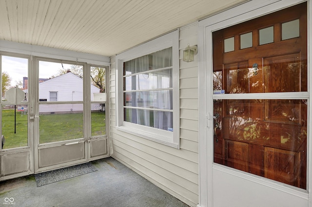 view of unfurnished sunroom