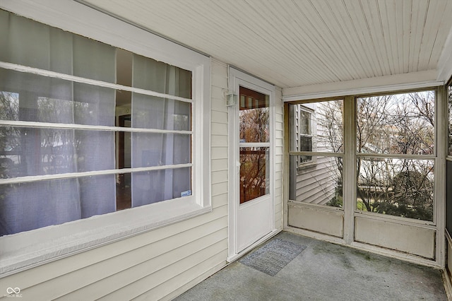 view of unfurnished sunroom