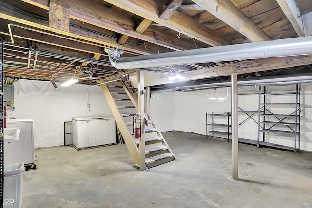 unfinished basement with stairway