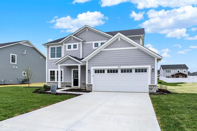 3727 Thomas Jefferson Ct, Westfield, IN 46074 - craftsman inspired home with stone siding, concrete driveway, and a garage
