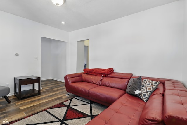 443 N Alton Ave, Indianapolis, IN 46222 - living area featuring wood finished floors, baseboards, and recessed lighting