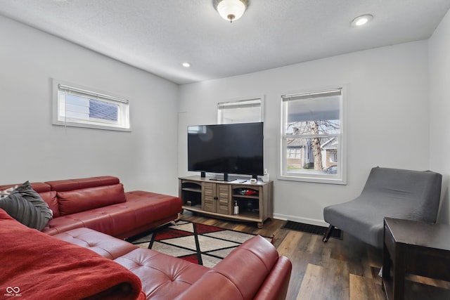 443 N Alton Ave, Indianapolis, IN 46222 - living room featuring wood finished floors, baseboards, and recessed lighting
