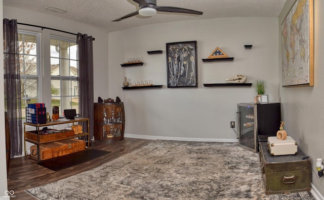 9873 Blue Ridge Way, Indianapolis, IN 46234 - office featuring ceiling fan, a textured ceiling, wood finished floors, and baseboards