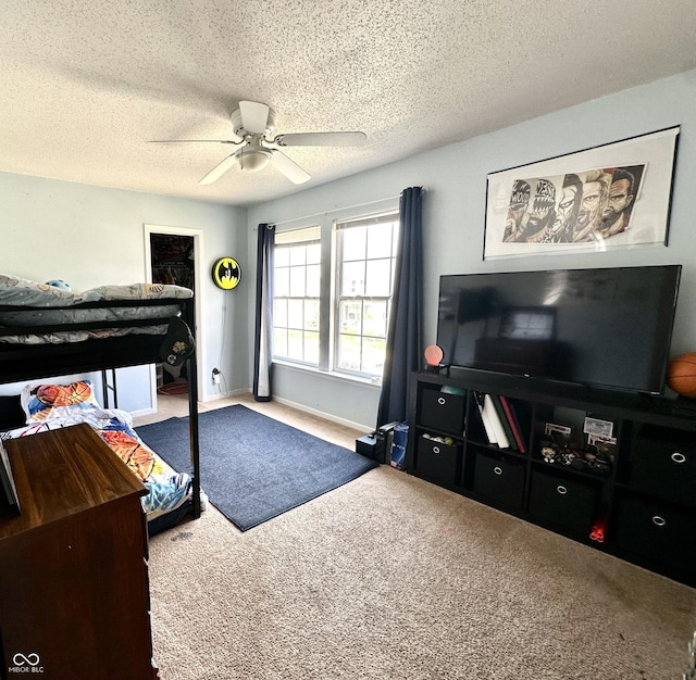 9873 Blue Ridge Way, Indianapolis, IN 46234 - carpeted bedroom featuring a textured ceiling and ceiling fan