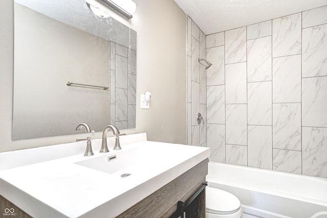 6189 Vigo Dr, Clayton, IN 46118 - bathroom featuring vanity, bathtub / shower combination, and a textured ceiling