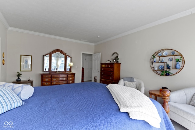 bedroom with crown molding