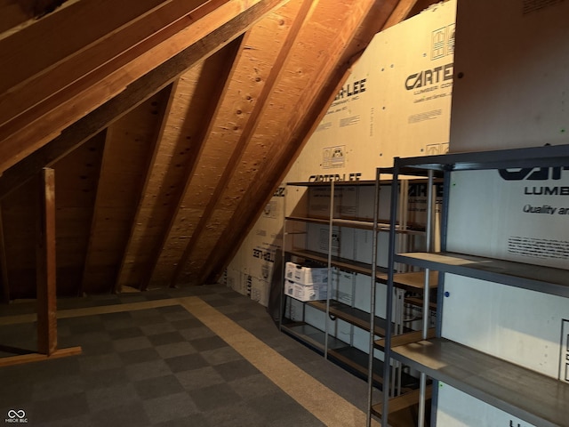 view of unfinished attic