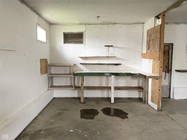 below grade area featuring a workshop area