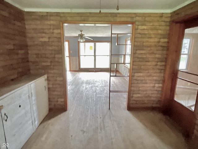 interior space featuring a ceiling fan and wood finished floors