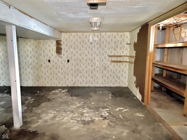 view of unfinished basement