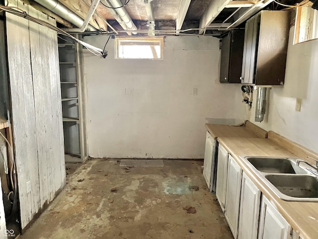 below grade area featuring a sink