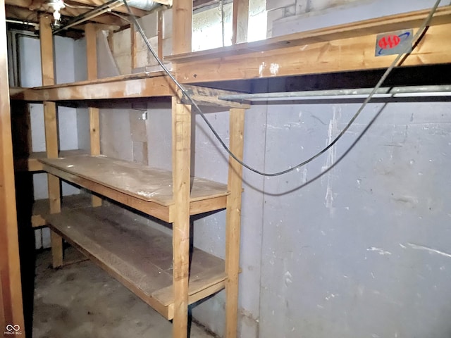 view of unfinished basement