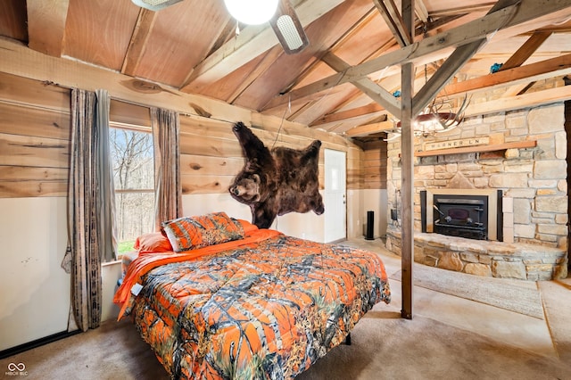 8847 E Northshore Dr, Unionville, IN 47468 - bedroom featuring vaulted ceiling with beams and wood ceiling