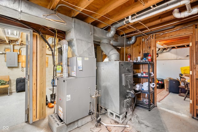 8847 E Northshore Dr, Unionville, IN 47468 - utility room with electric panel and heating unit
