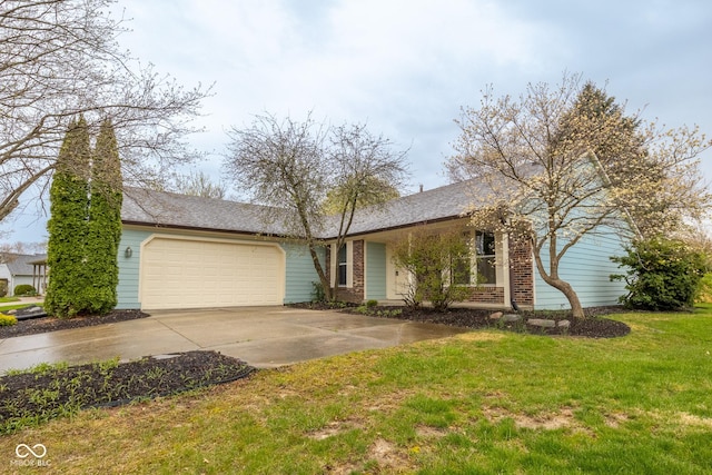 9362 Helmsdale Dr, Indianapolis, IN 46256 - single story home with concrete driveway, an attached garage, a shingled roof, and a front lawn