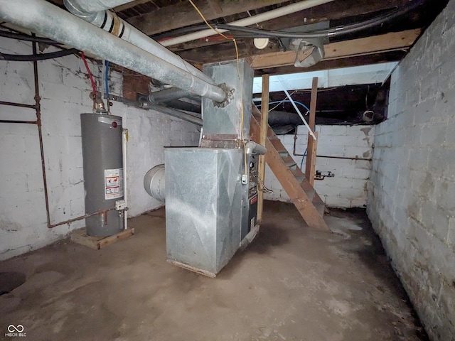 408 E Beecher St, Indianapolis, IN 46225 - unfinished below grade area featuring water heater and heating unit