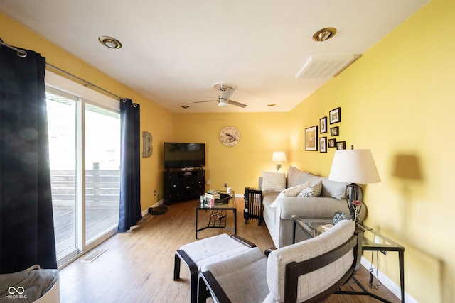 30 Sleepy Hollow Ct, Westfield, IN 46074 - living area featuring visible vents, baseboards, ceiling fan, and wood finished floors