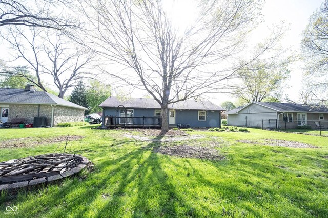 30 Sleepy Hollow Ct, Westfield, IN 46074 - view of yard with cooling unit and a wooden deck