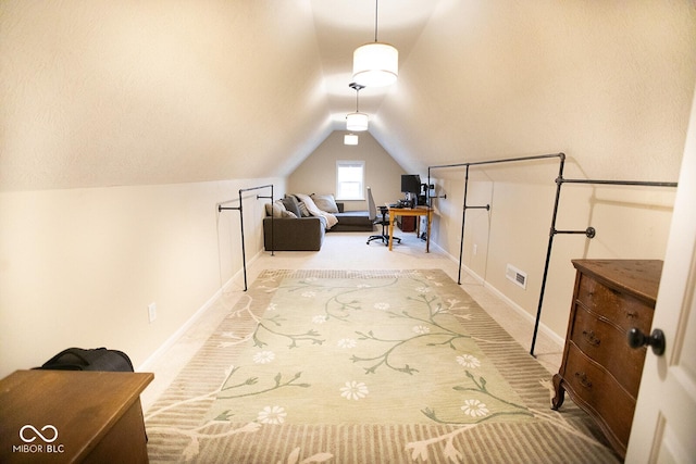 1060 Cape Coral Dr, Cicero, IN 46034 - additional living space featuring carpet flooring, visible vents, baseboards, and lofted ceiling