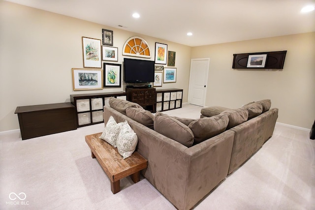 1060 Cape Coral Dr, Cicero, IN 46034 - living area with visible vents, baseboards, recessed lighting, and light carpet