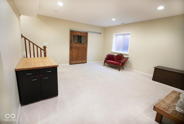 1060 Cape Coral Dr, Cicero, IN 46034 - living area featuring baseboards, recessed lighting, and light carpet