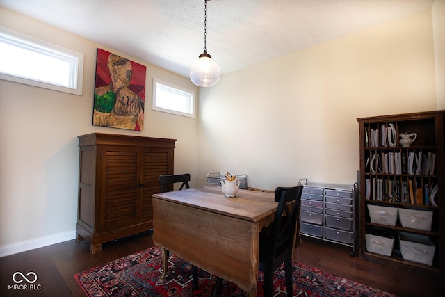 1060 Cape Coral Dr, Cicero, IN 46034 - dining area featuring a textured ceiling, wood finished floors, and baseboards