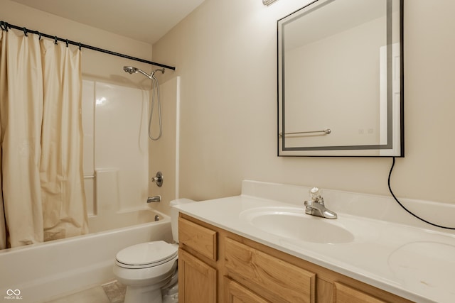 12561 Gladecrest Dr, Carmel, IN 46033 - bathroom featuring toilet, vanity, and shower / bath combo with shower curtain