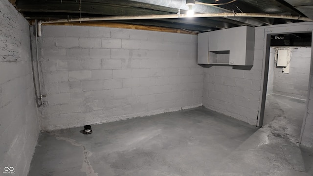 view of unfinished basement