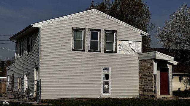 view of home's exterior with stone siding