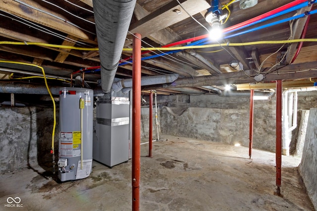67 S 9th Ave, Beech Grove, IN 46107 - unfinished basement with heating unit and gas water heater