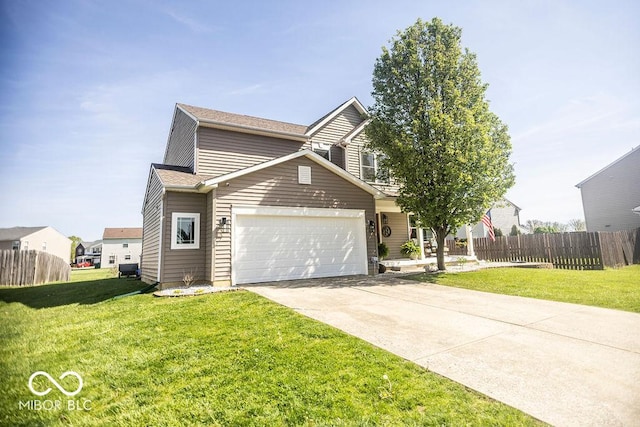 3896 Woods Bay Ln, Plainfield, IN 46168 - traditional-style home featuring an attached garage, fence, driveway, and a front lawn