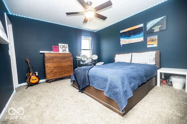 3896 Woods Bay Ln, Plainfield, IN 46168 - bedroom with carpet floors, a ceiling fan, and baseboards