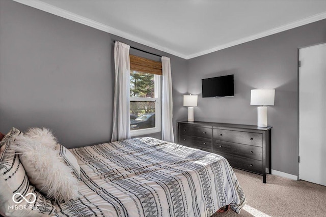 2204 Pamela Dr, Indianapolis, IN 46220 - carpeted bedroom with crown molding and baseboards