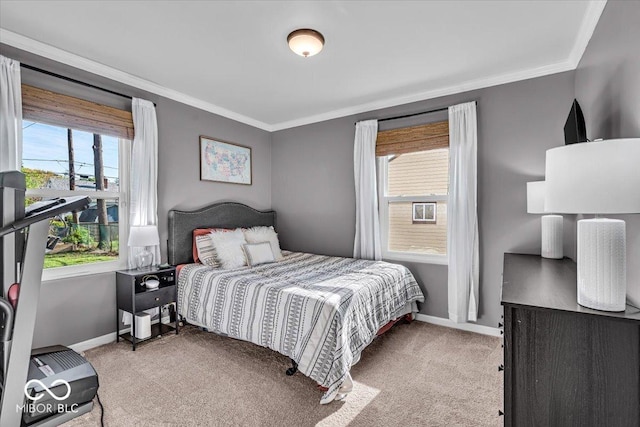 2204 Pamela Dr, Indianapolis, IN 46220 - bedroom featuring baseboards, ornamental molding, and light colored carpet