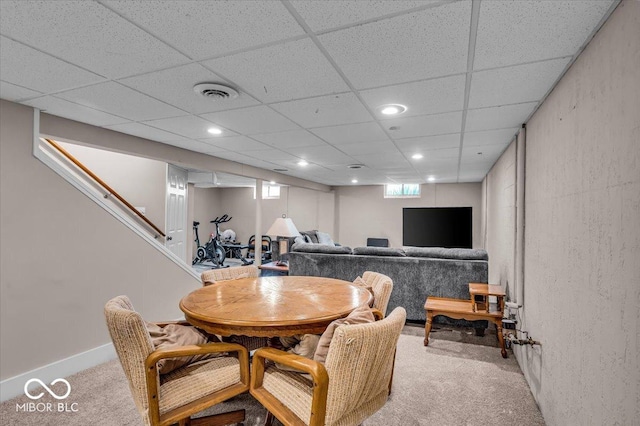 2204 Pamela Dr, Indianapolis, IN 46220 - dining room featuring recessed lighting, visible vents, and light colored carpet